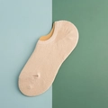 Women's summer low cut invisible cotton socks in beige with anti-slip design - Mesh Khaki