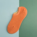 Breathable low cut no show cotton socks for women in vibrant orange with anti-slip grip - Mesh Orange Red
