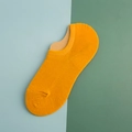 Bright mustard yellow low cut invisible cotton socks with non-slip knit cuff for women - Mesh Orange Yellow