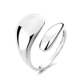 Minimalist S925 sterling silver open ring with polished asymmetric water drop design - Irregular Open Style (YJ518) / Silver