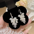 Orecchini a grappolo d'uva in argento con perle bianche e brillanti zirconi cubici - Stile Grappolo di Perle (E0312)