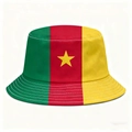 Reversible bucket hat with Cameroon flag design and yellow star in durable twill fabric - Cameroon Green Red Yellow Vertical Stripes Style