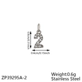 Polished stainless steel number 2 pendant charm micro-paved with sparkling cubic zirconia - Number 2 / Steel