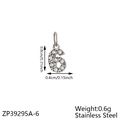 Elegant stainless steel number 6 pendant with micro-pave zircon crystal diamonds - Number 6 / Steel