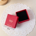 Square red jewelry gift box with black velvet lining and 10cm size dimension - Chinese Style Red Blessing Gift Box / 10*10CM