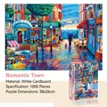 Mini 1000-piece white card jigsaw puzzle Romantic Town Paris street view 38x26cm - Romantic Town (66-010)