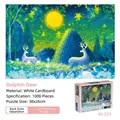 1000 pieces jigsaw puzzle with blue and yellow deer in starry forest on white cardboard - Zhuolu (66-024)
