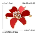 Eleganter roter Lilien-Broschen-Pin mit Strasssteinen und Goldfinish für Damenanzüge - Rot (Emaille)
