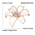 Eleganter weißer Lilien-Blumen-Brosche mit rosa Strasssteinen und Vergoldung für Damen - KC Gold Weiß (Muschel-Imitat)