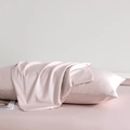 Pale pink satin cotton pillowcase showing smooth texture and premium silky finish - 48cm x 74cm (Pillowcase Set) / Taro