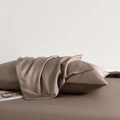 Silky mocha brown long-staple cotton pillowcase with a premium satin finish texture - 48cm x 74cm (Pillowcase Set) / Brown