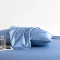 Sky blue 100S long-staple cotton pillowcase with premium silky satin finish - 48cm x 74cm (Pillowcase Set) / Royal Blue