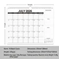18-month spiral wall calendar 2026-2027 with monthly goals and notes section - Black Classic (2026.7-2027.12)