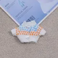 Beige knitted sweater for plush dolls with blue orange geometric patterns and white buttons - Orange Starry (Button) Sweater