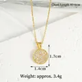 Collier pendentif rond doré serti de zircons, chaîne 40+6cm et diamètre de 1,4cm - Collier Pavé Rond - Zirconium Blanc (X3082)