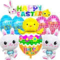 Easter foil balloon set featuring cute bunny and chick designs for party decoration - Easter Letter Set (Set 3)