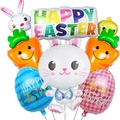 Easter balloon set with Happy Easter letters, bunny, carrot, and colorful egg shapes - Bunny Carrot Egg Set (Set 5)