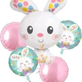 Easter foil balloon set with a large rabbit and green patterned round balloons - Polka Dot Bunny Carrot Set (Set 18)