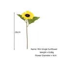 Mini kunstmatige zonnebloem variant met 9cm bloem en 26cm steel voor huisdecoratie - Mini Enkele Zonnebloem