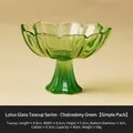 Chalcedony green lotus shaped glass tea cup with elegant high foot and 40ml capacity - Chalcedony Green
