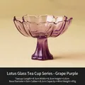 Grape purple lotus-shaped glass tea cup with elegant high stem and 40ml capacity - Grape Purple