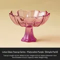 Lotus-shaped purple glass tea cup with a high stem base and 40ml capacity - Bellflower Purple