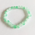 8mm light green cat eye stone beaded bracelet with polished round glass beads - Green