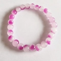 8mm cat eye stone bracelet with pink and rose red gradient beaded design - Rose Red
