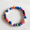 Multi-colored 8mm cat eye stone bracelet with colorful crackle texture round beads - Colorful 2