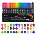 36-color double line outline pens set with waterproof ink for art and journaling - 36 Colors Outline Marker Black Barrel [Old Model]