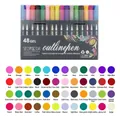 Set of 48 colors double line outline pens in black box with detailed color chart - 48 Colors Outline Marker Black Barrel [Old Model]