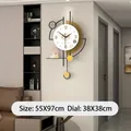 Modern geometric wall clock in white black and gold with pendulum for home decor - Extra Large Tea Brown