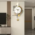 Modern minimalist wall clock with gold accents and deer decor, 48x85cm size - Large Tea Brown