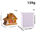 LED Weihnachts-Harzhaus mit schneebedecktem Baum und Box, Batterie inklusive, 116g Gewicht - Stil T2-63A / Ingwergelb