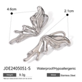 Silver striped bow-shaped stainless steel earrings, waterproof and hypoallergenic style - Silver Irregular Wing Stud Earrings (JDE2405051-S) / Silver