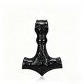 Nordic Mjolnir pendant for men in matte black finish with intricate Celtic carvings - Style 2 Black Large (with Chain) F0503-1