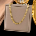 Polished 18k gold Cuban chain necklace displayed on a premium square jewelry gift box - 39【h1202】flat Cross Chain Necklace Gold