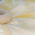 Three-layer gold titanium clover necklace with minimalist bead chain layered design - Triple Side Chain Style (H1277) / Necklace / Gold