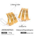 Gold-plated chunky stainless steel C-shaped hoop earrings with waterproof features - Textured Gold Wide Stud Earrings(JDEW2407023)