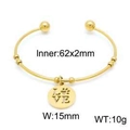 Bracciale rigido in acciaio dorato con ciondolo LOVE e impronta di zampa animale - Etichetta Rotonda Con Impronta di Zampa LOVE (KB152721-Z) / Oro
