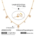 Detailed view of the 18K gold plated clover necklace showing dimensions and material specs. - Four-Leaf Clover Style (JDN0211152)