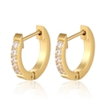 Pendientes huggie bañados en oro de 18K con brillantes circonitas redondas - Dorado