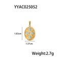 18K gold plated stainless steel oval pendant with blue enamel flower and 2.7g weight info - Cross Flower Oval Style (YYAC025052)