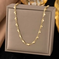 Elegant gold heart-shaped link necklace for women in polished stainless steel finish - Heart-Shaped Necklace - Gold
