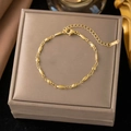 Elegant minimalist gold-plated stainless steel beaded bracelet with adjustable chain - Rugby Bead Bracelet - Gold