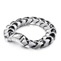 Pulsera robusta para hombre de acero inoxidable plateado con cadena de hueso de dragón - Estilo 3D Flechas Entrelazadas B (KB112527-BD) / 20cm