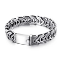 Men's retro silver dragon-scale stainless steel chain bracelet with a punk arrow link design - Vintage V-Shape Interlock Style C (KB112927-BD) / 20cm