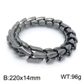Mens gun black stainless steel dragon bone bracelet 220x14mm with 96g weight - Gun Black Dragon Head Scale Style (KB150666-KJX) / 22cm