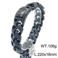 Men's punk style black stainless steel dragon bone chain bracelet measuring 220x18mm - Black Wide Geometric Chain Style (KB188233-KJX) / 22cm
