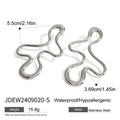 Waterproof silver stainless steel irregular wave earrings in hypoallergenic finish - Silver Irregular Wave Style (JDEW2409020-S)